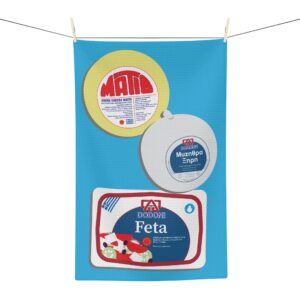 Kitchen Towel - Greek Cheeses Kaseri Feta Myzithra Hellenic Aesthetic